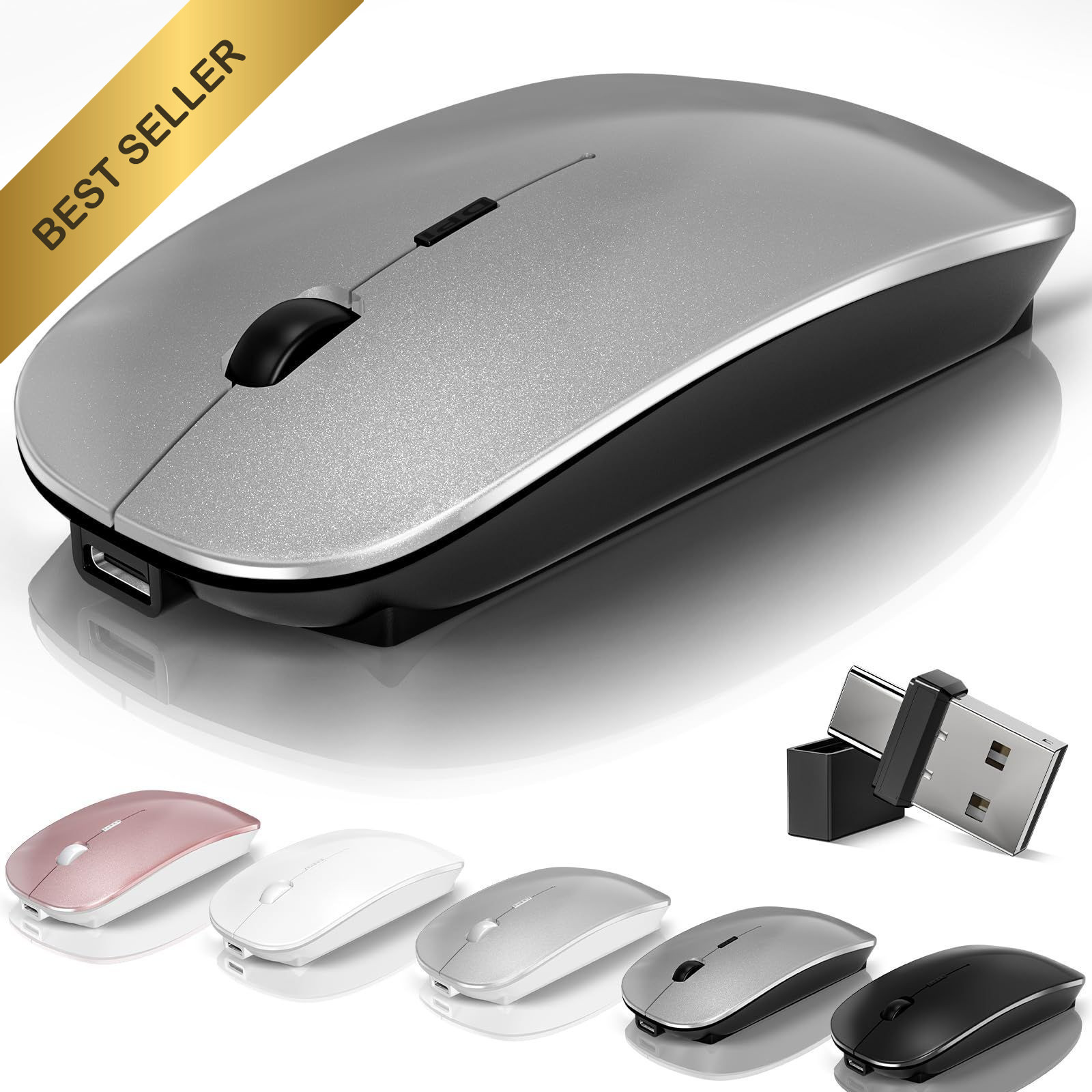 Wireless Bluetooth Mouse with Jiggler Mover for MacBook Air Pro Laptop PC iPad