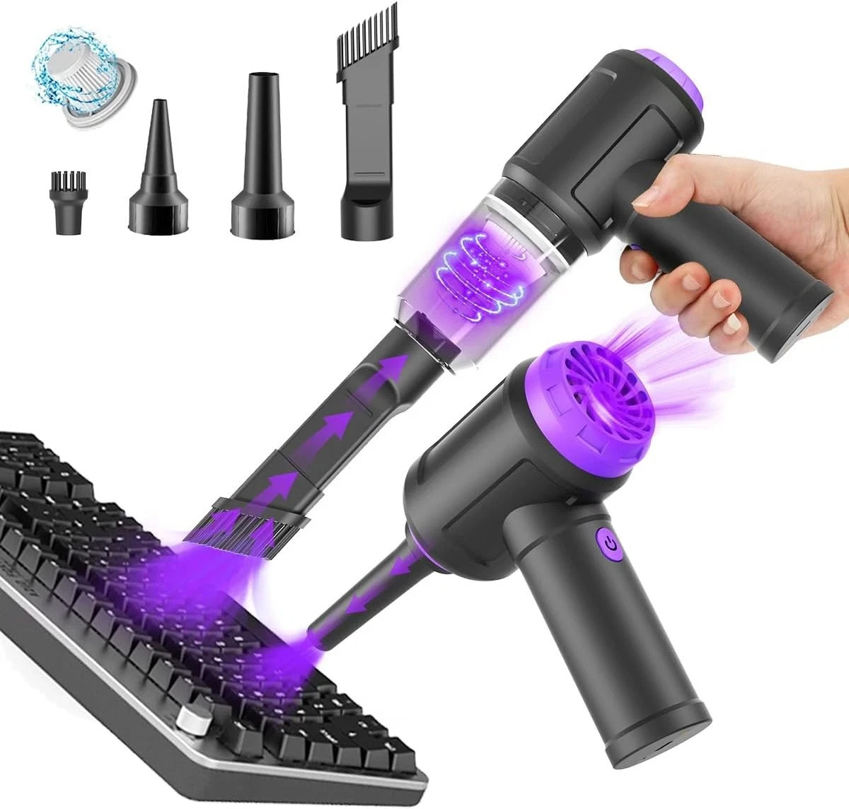 14500 Pa Computer Vacuum Cleaner Mini & 110000RPM Compressed Air Duster for Keyb