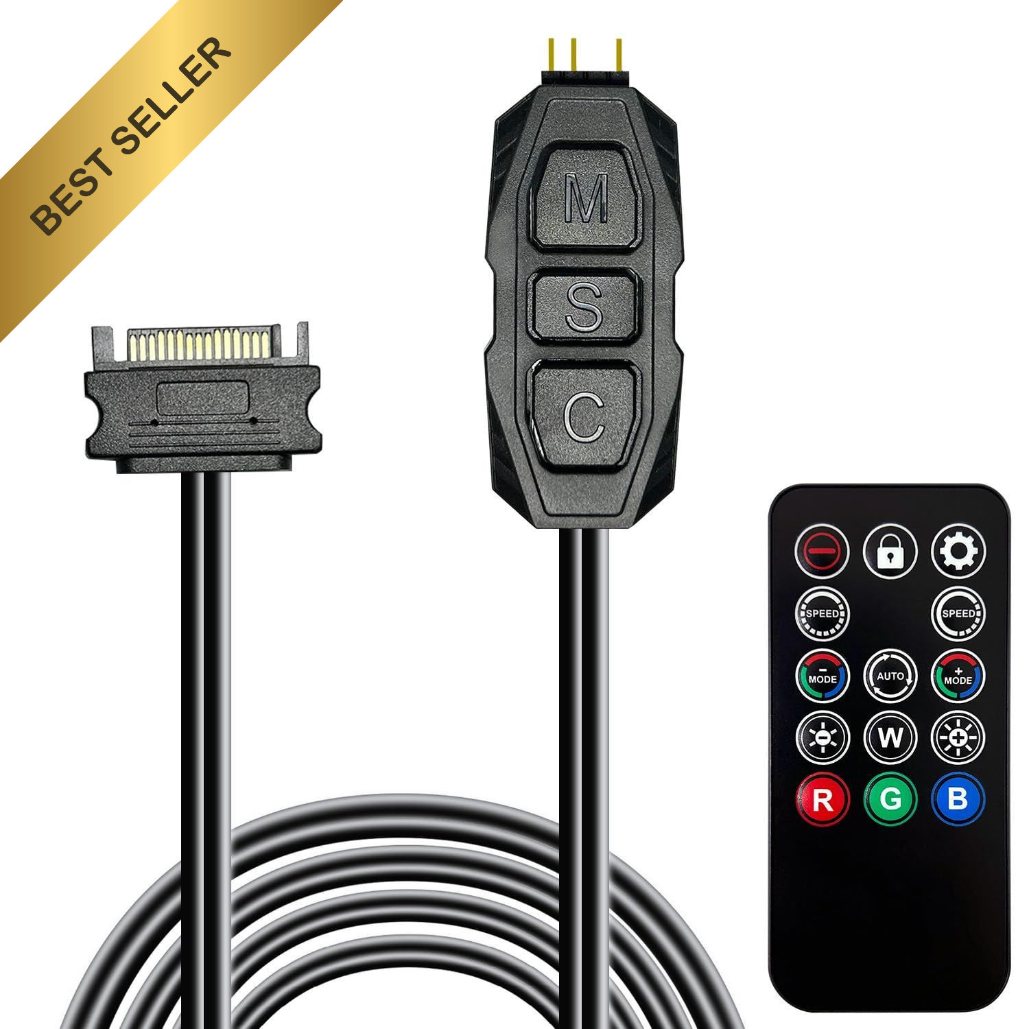 ARGB Controller Kit for PC Case Fans Splitter Hub SATA Power 14 Key Remote RGB