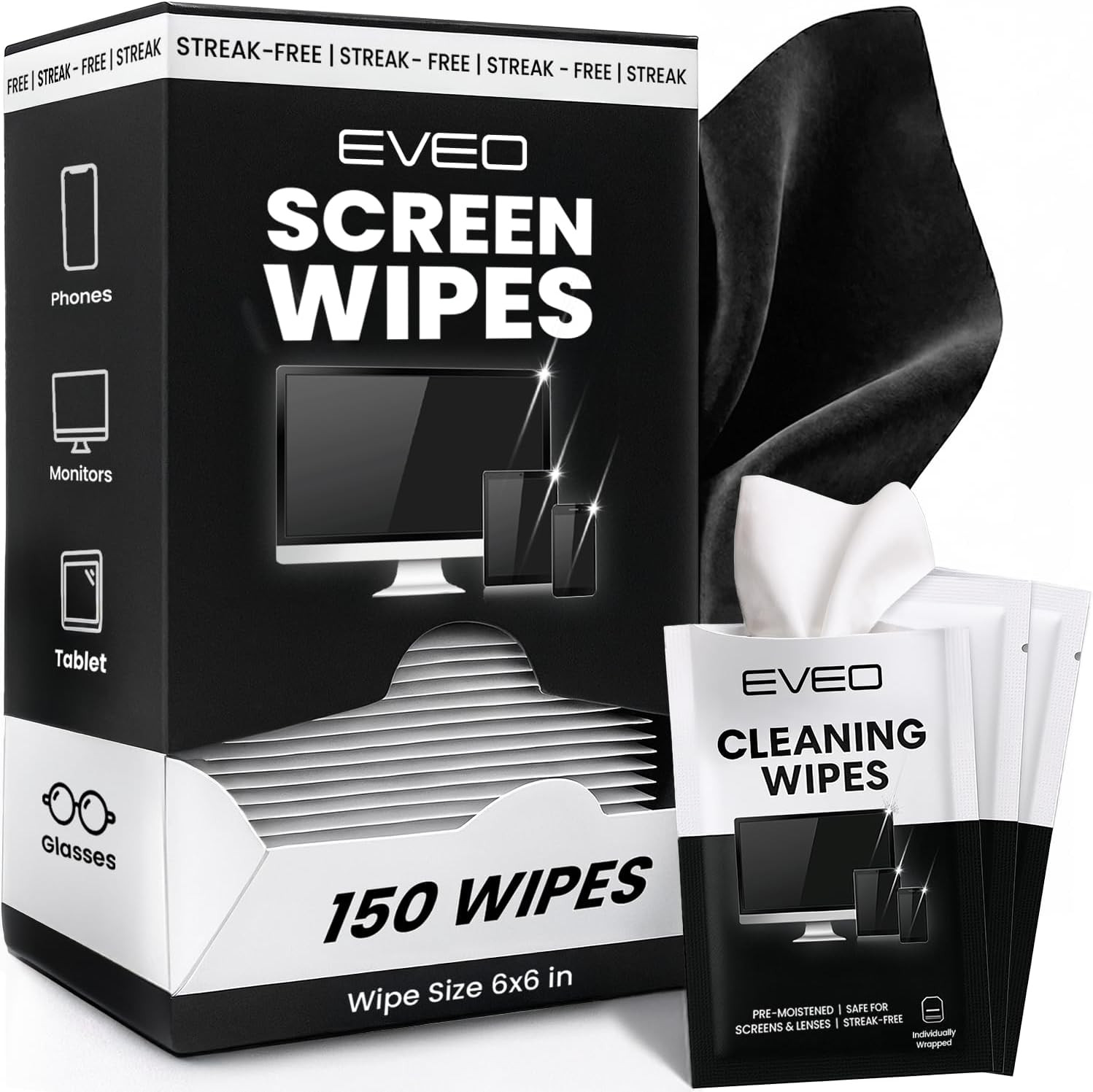Screen Wipes (150 Pack) - Electronic Wipes, Computer Screen Cleaner Wipes for El