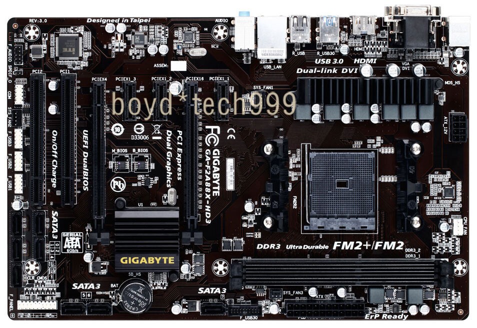 Gigabyte GA-F2A88X-HD3 AMD A88X Socket FM2+ USB 3.0 DDR3 SDRAM Motherboard ATX
