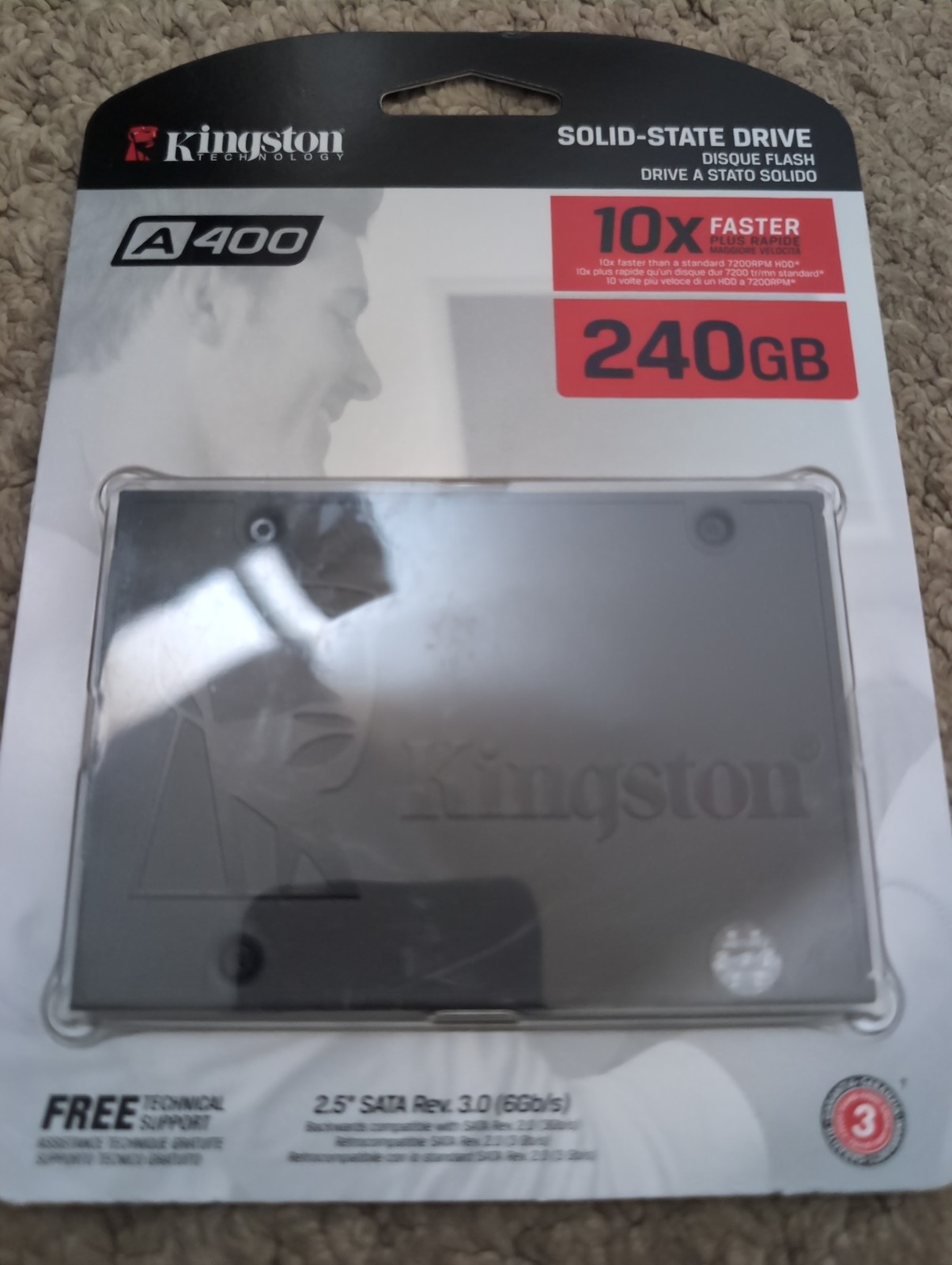 Kingston 2.5" SATA Rev 3.0 Solid State Drive SSD (240GB - SA400S37/240G)