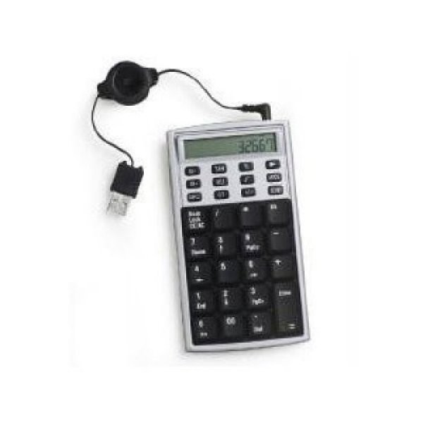 19-Key Portable USB Numeric Keypad With Retractable Cable