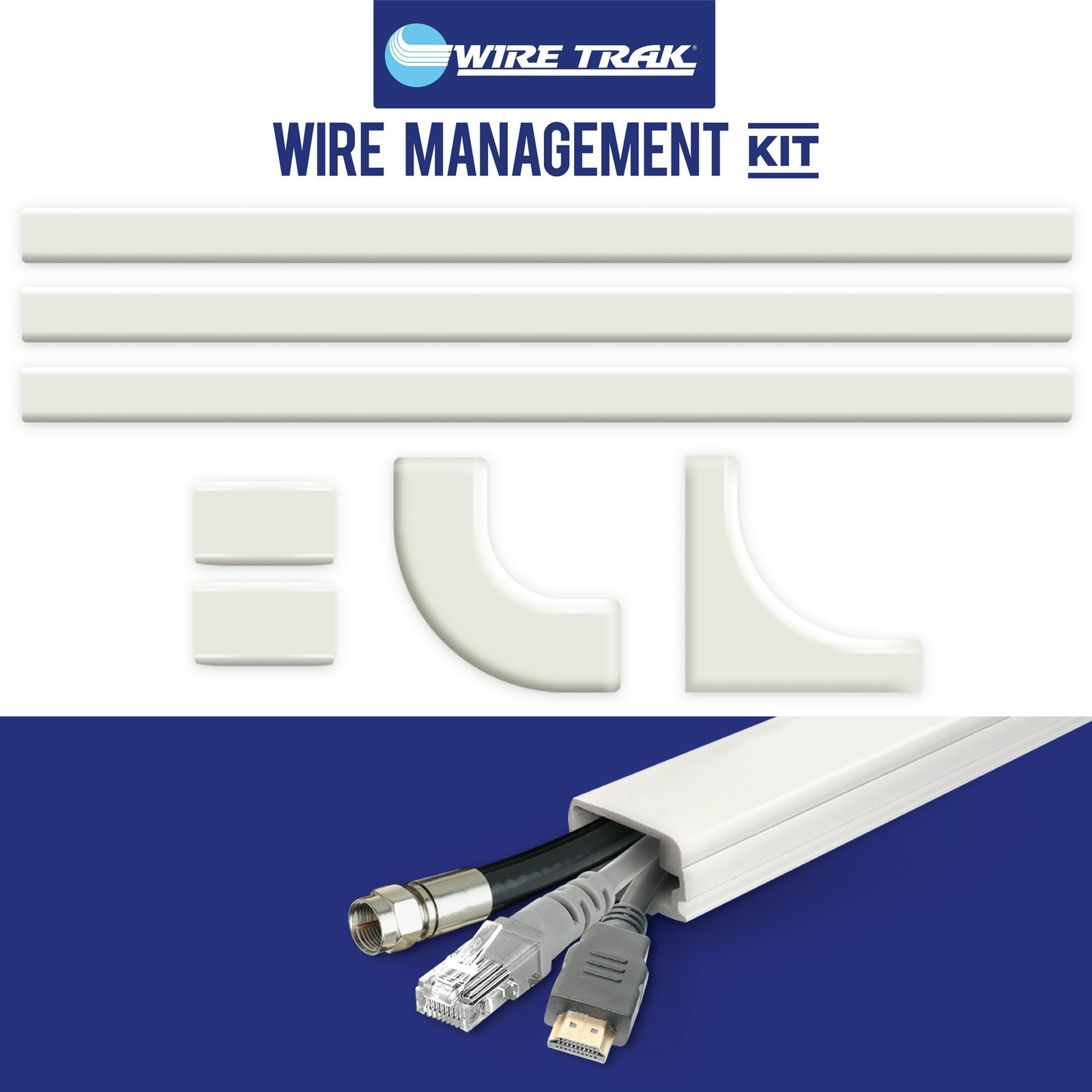 1x1/2in Peel and Stick Wire Raceway Cable Management Kit 54in