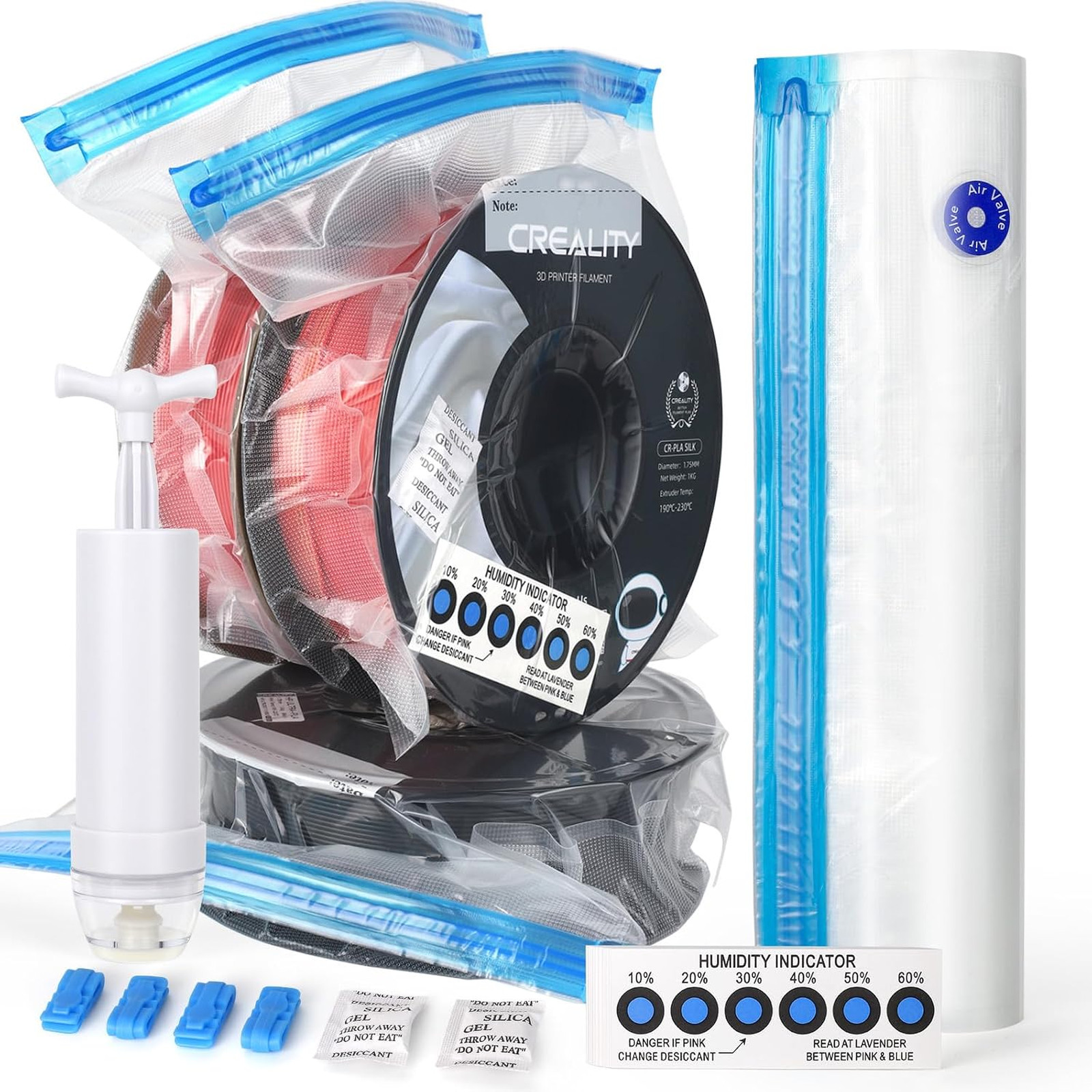 3D Printer Filament Storage Vacuum Kit- 20 Pack Reusable Vacuum Bags (PA+PE 13.8