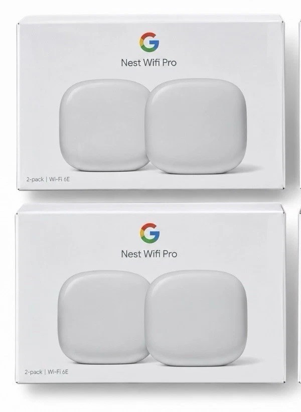 Lot Of 2 Google Nest Wifi Pro Wi-Fi 6E Router Mesh System - Snow