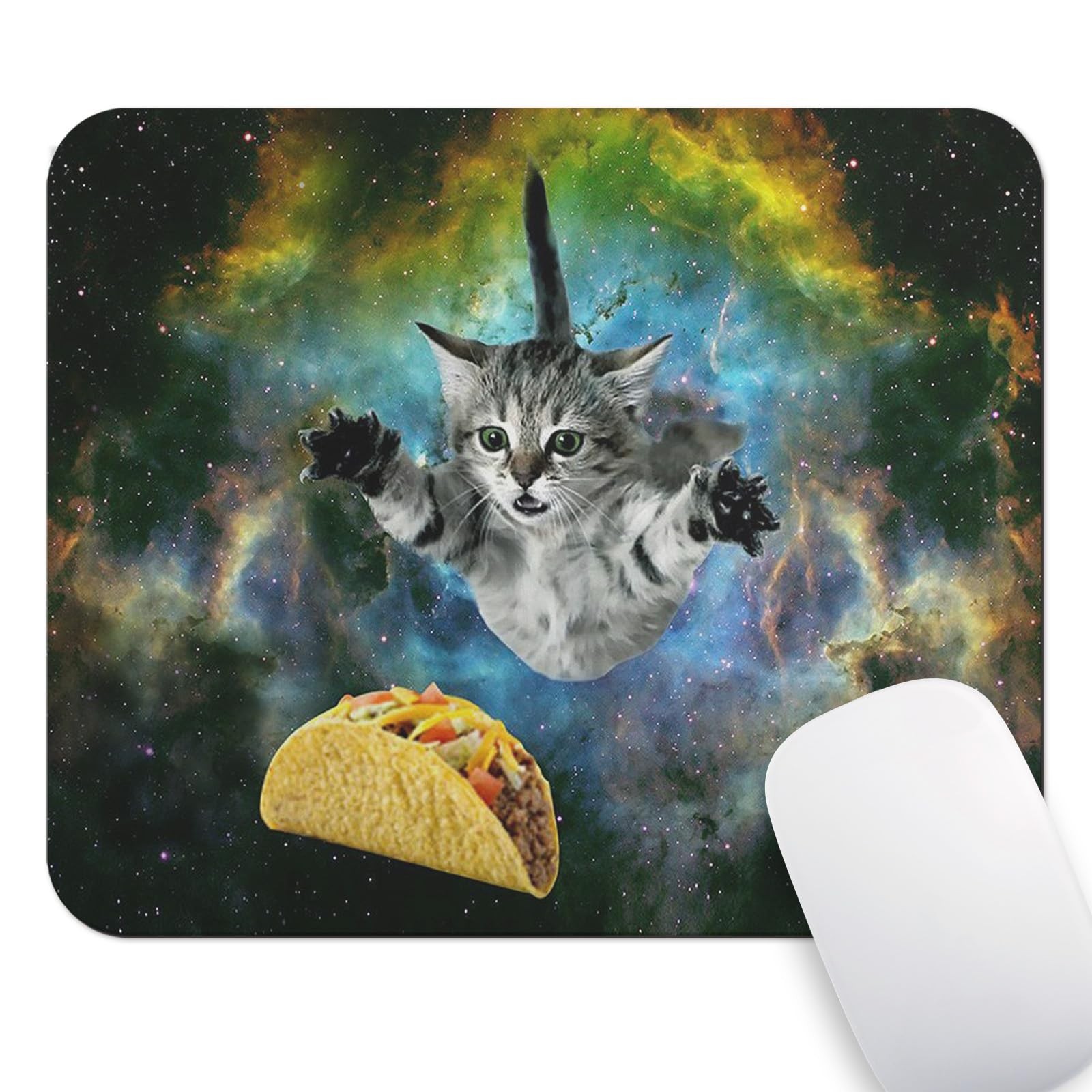 Wknoon Cute Kitten Mouse Pad Funny Design, 9.5L x 7.9W inches, Space Cat 
