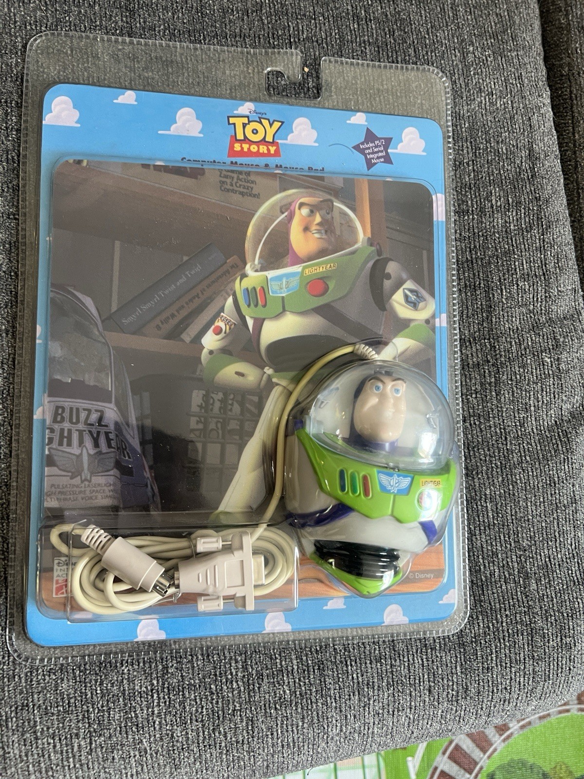 Toy Story Vintage 1999 Buzz Lightyear Computer Mouse And Mousepad Combo