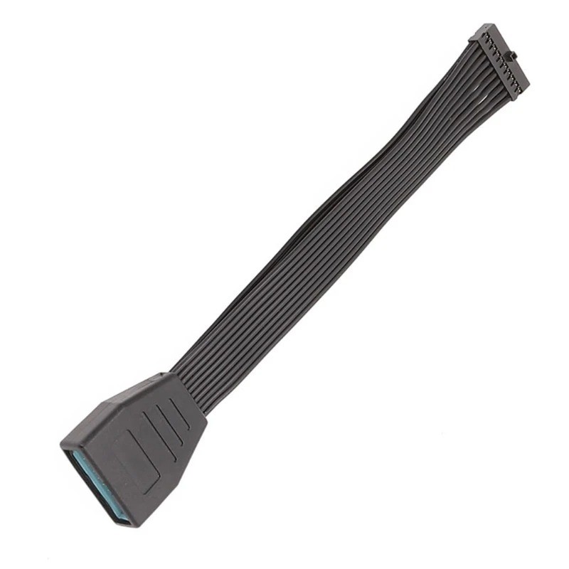 Black Flat Ribbon Cable USB 3.0 Internal 19/20 Pin Header Motherboard Adapter