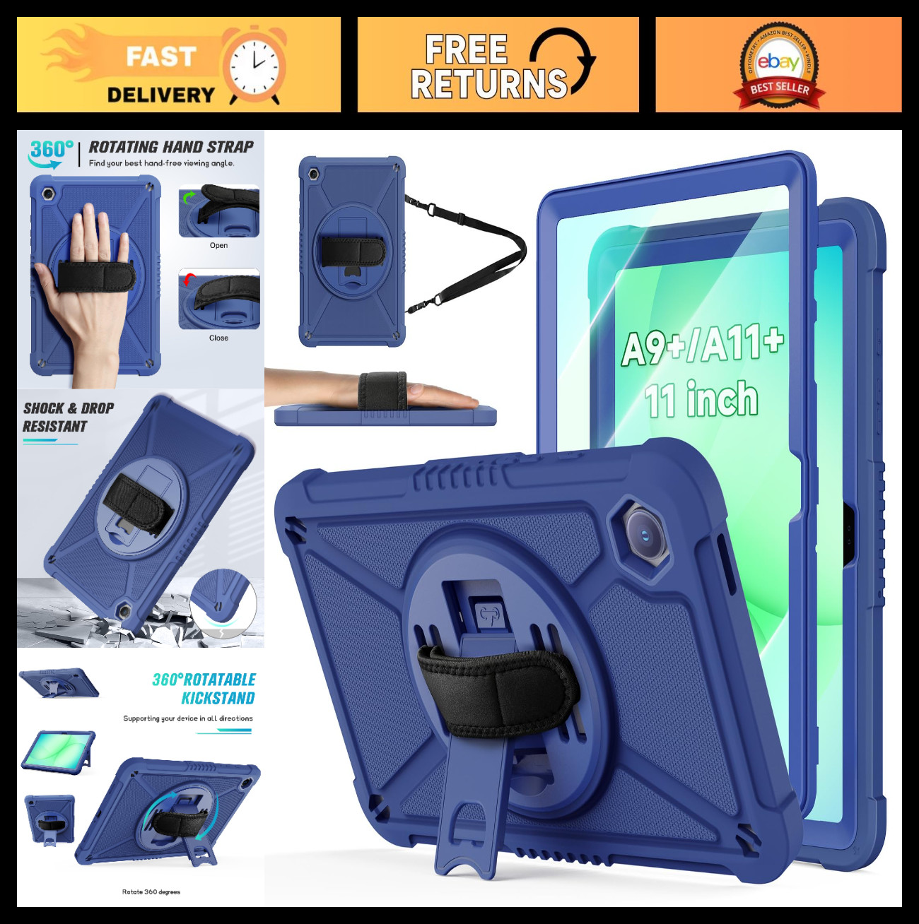 Samsung Galaxy Tab A11+ Plus/A9+ 11-Inch Case, Blue, Slim Fit, Shockproof Cover