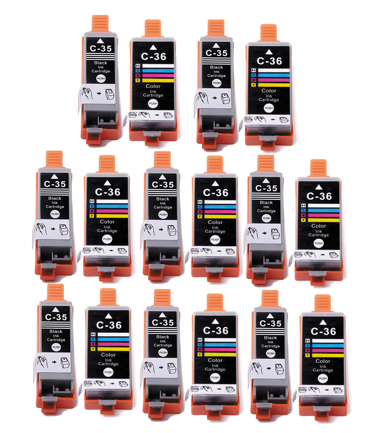16 Pack PGI-35 BK CLI-36 C Ink Cartridges Set for Canon Pixma iP100 iP110 TR150