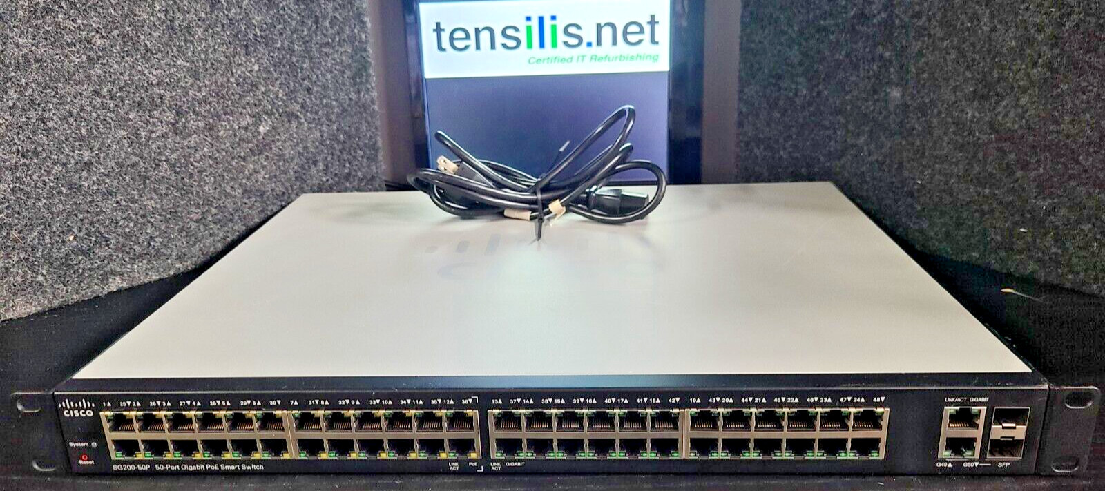 CISCO SG200-50P GIGABIT POE SWITCH | RACK EARS | POWER CORD | CERTIFIED RESET