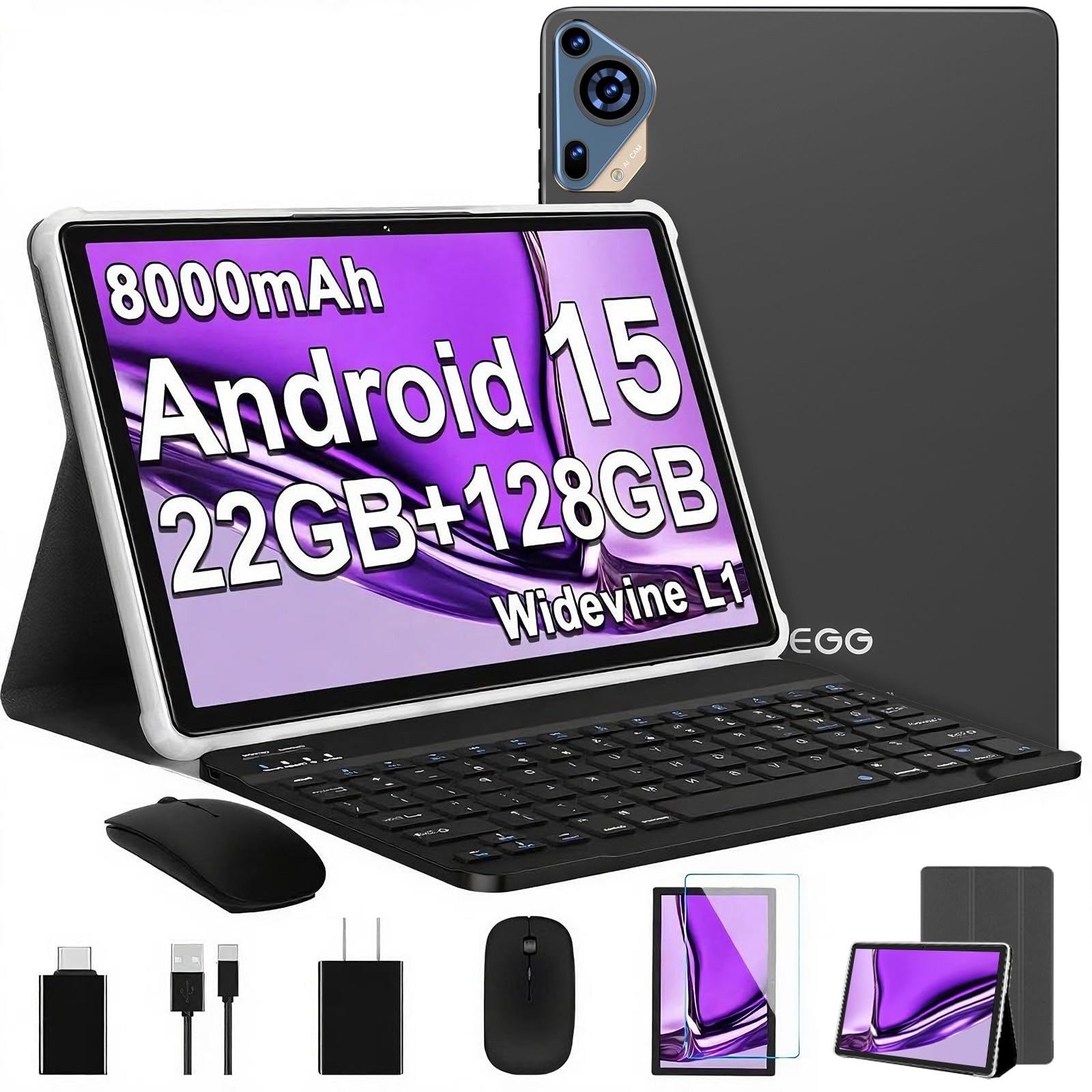 2026 Upgraded Android 15 10.1 Inch Octa-Core with Keyboard , 22GB+128GB+1TB E...