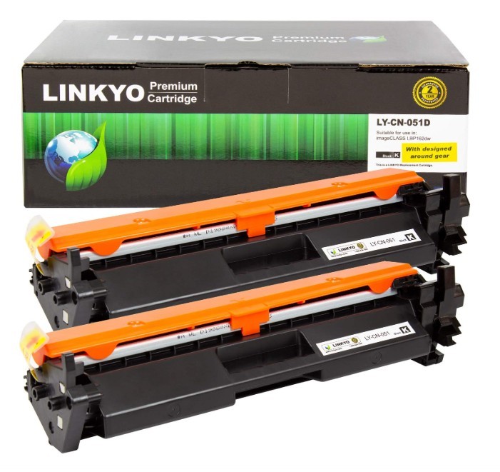 LINKYO Compatible Toner Cartridge Replacement for Canon 051 (Black, 2-Pack)