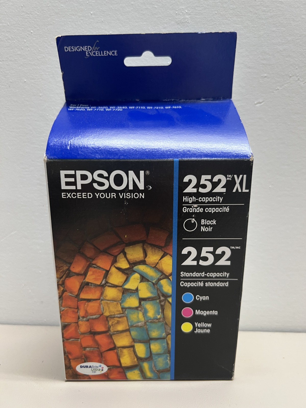 Genuine Epson 252XL Black, 252 Color Cyan, Magenta, Yellow -  Best by 02/2027