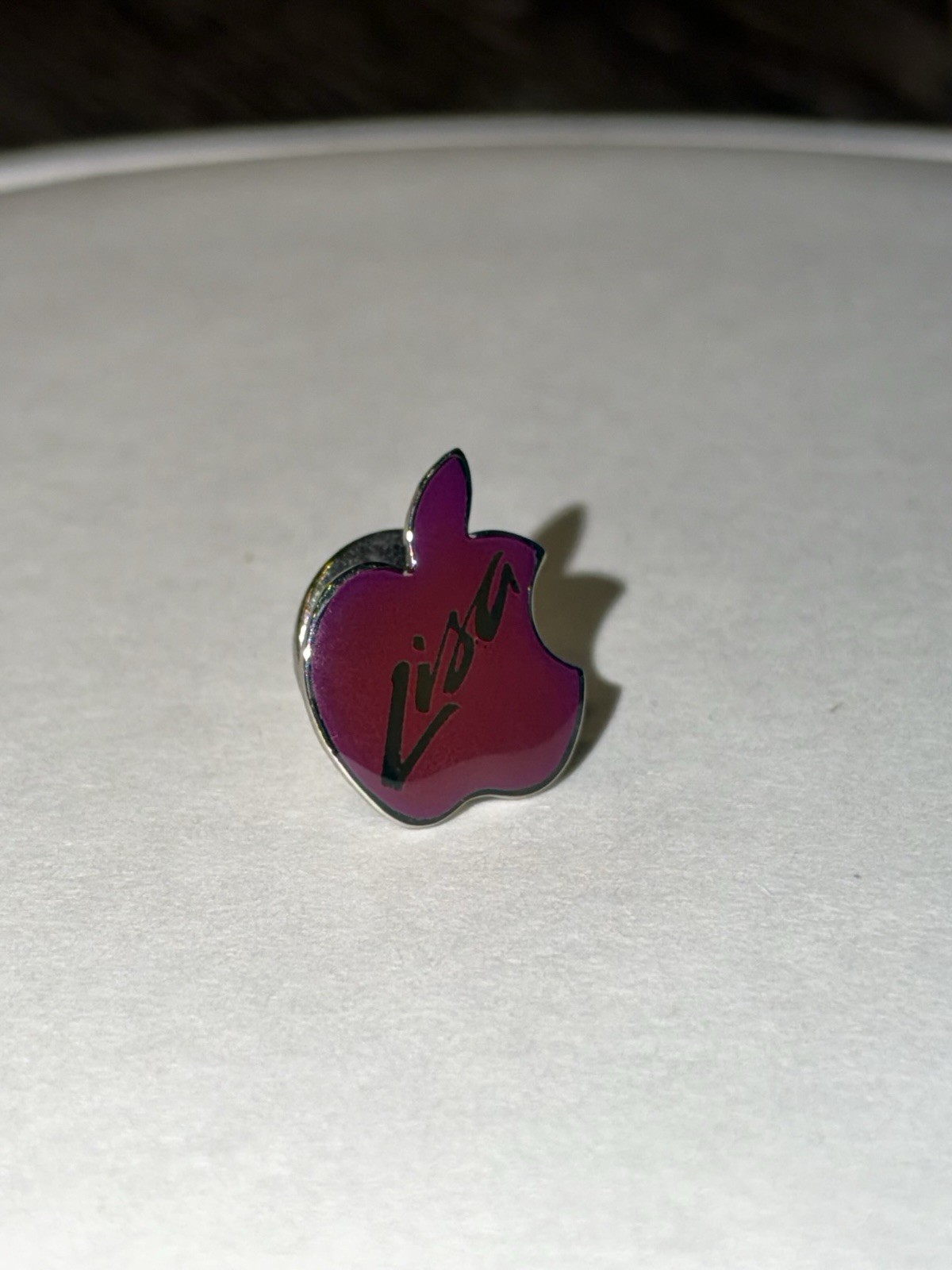 Rare Vintage Apple Computer Lisa Maroon Enamel Hat Lapel Pin