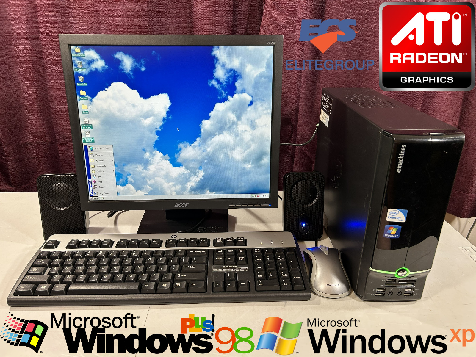 RESTORED DUAL BOOT Windows 98 & XP Vintage Retro Classic Gaming PC System