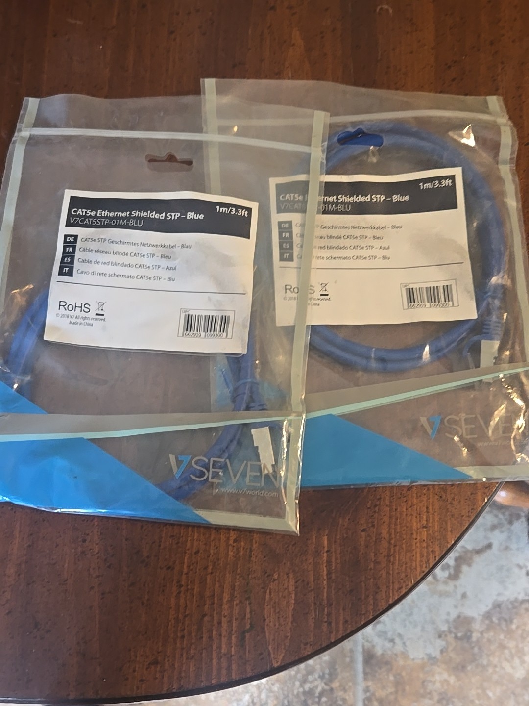 2 Pack - 3.3ft Shielded STP CAT5e Ethernet Network Patch Cable Cord Blue