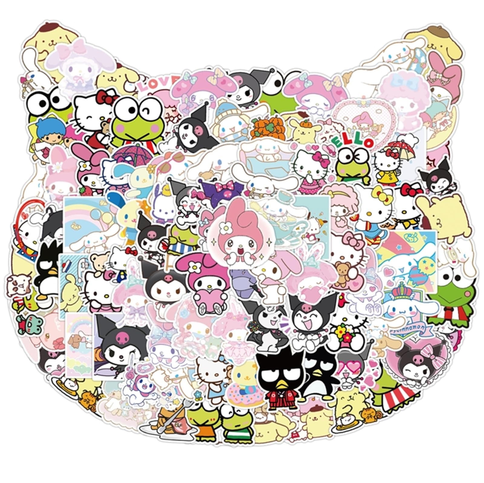 100PCS My Melody and Kuromi Stickers, Hello Kitty Stickers 1-2 inch, Slo100