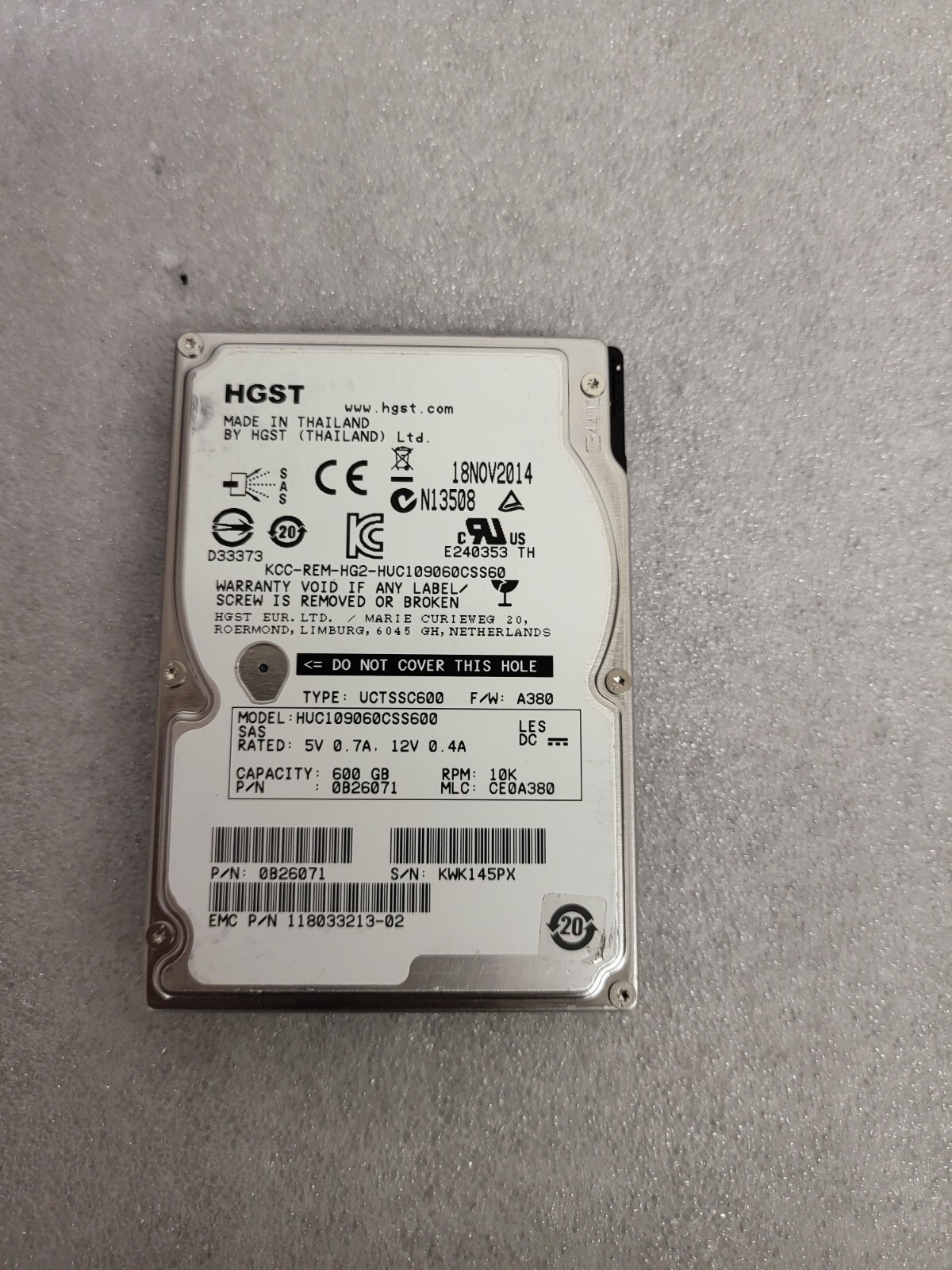 Hitachi HUC109030CSS600 300GB 10K SAS 2.5" 6Gbps Hard Drive 0B2601 TESTED USA