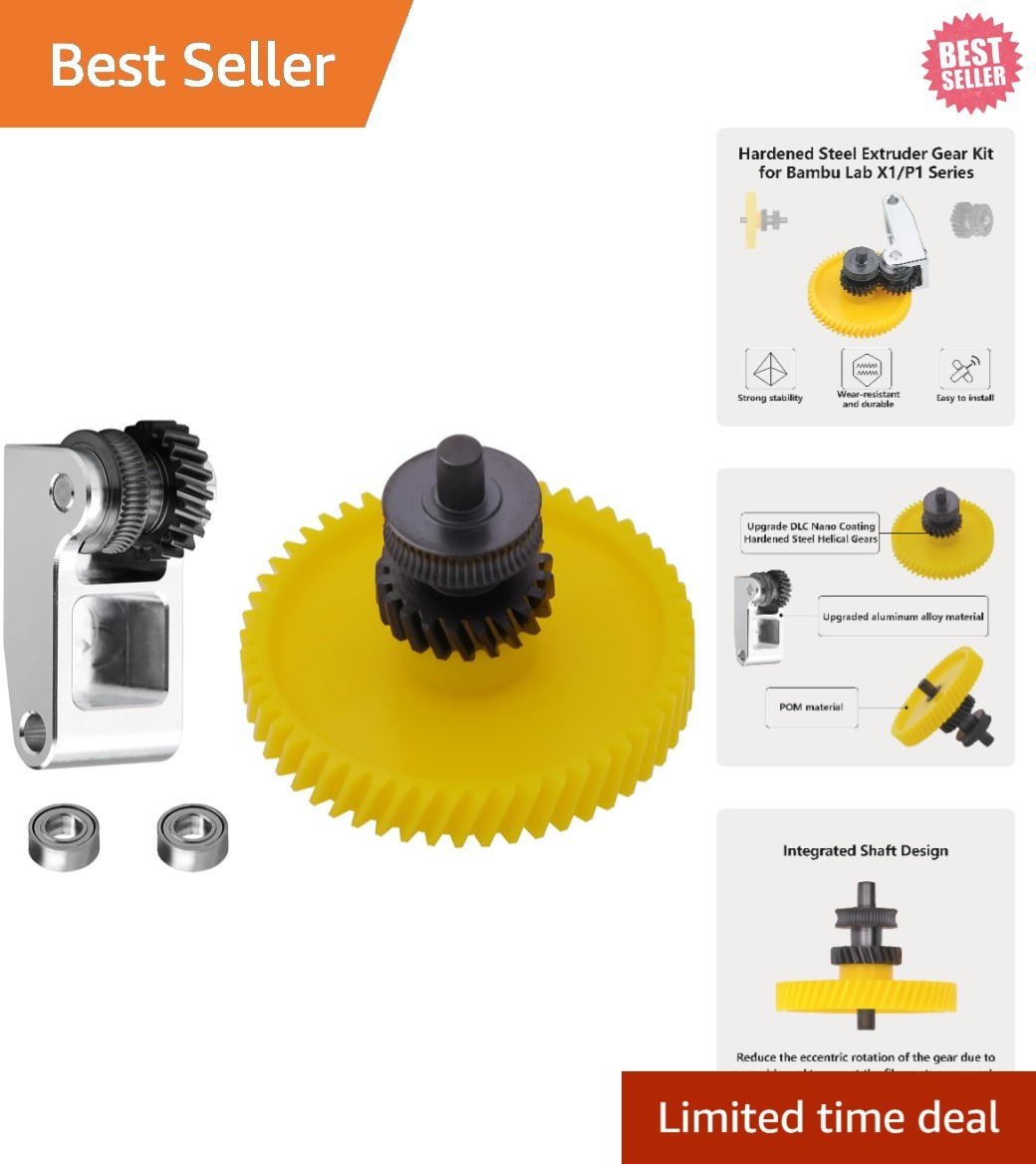 Dual Gear Extruder Kit for Bambu Lab X1/P1 Series - Durable Steel Design
