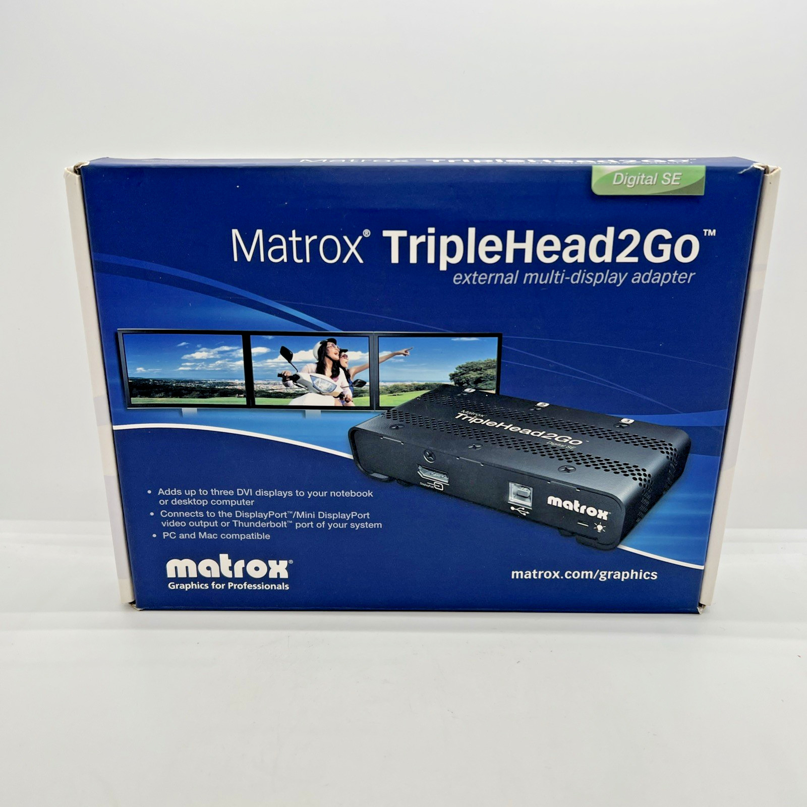 Matrox TripleHead2Go Digital SE T2G-DP3D-IF 3 Monitor Adapter Box Cables