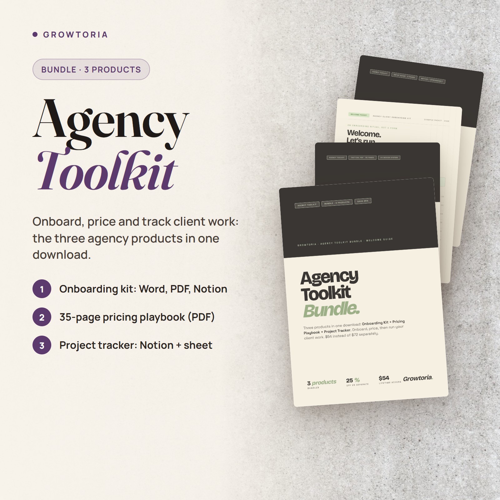 Agency Toolkit Bundle Client Onboarding Pricing Project Tracker Notion Excel