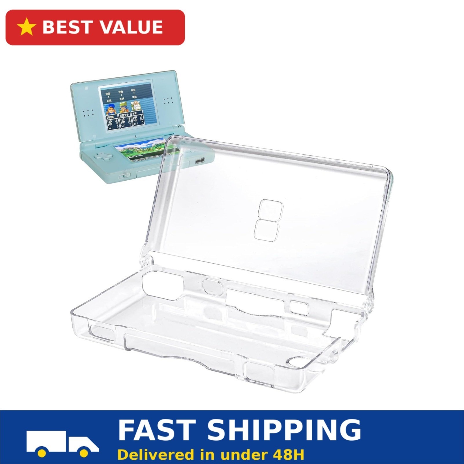 VSEER Crystal Clear Hard Shell Case for Nintendo DS Lite NDSL Snap-On