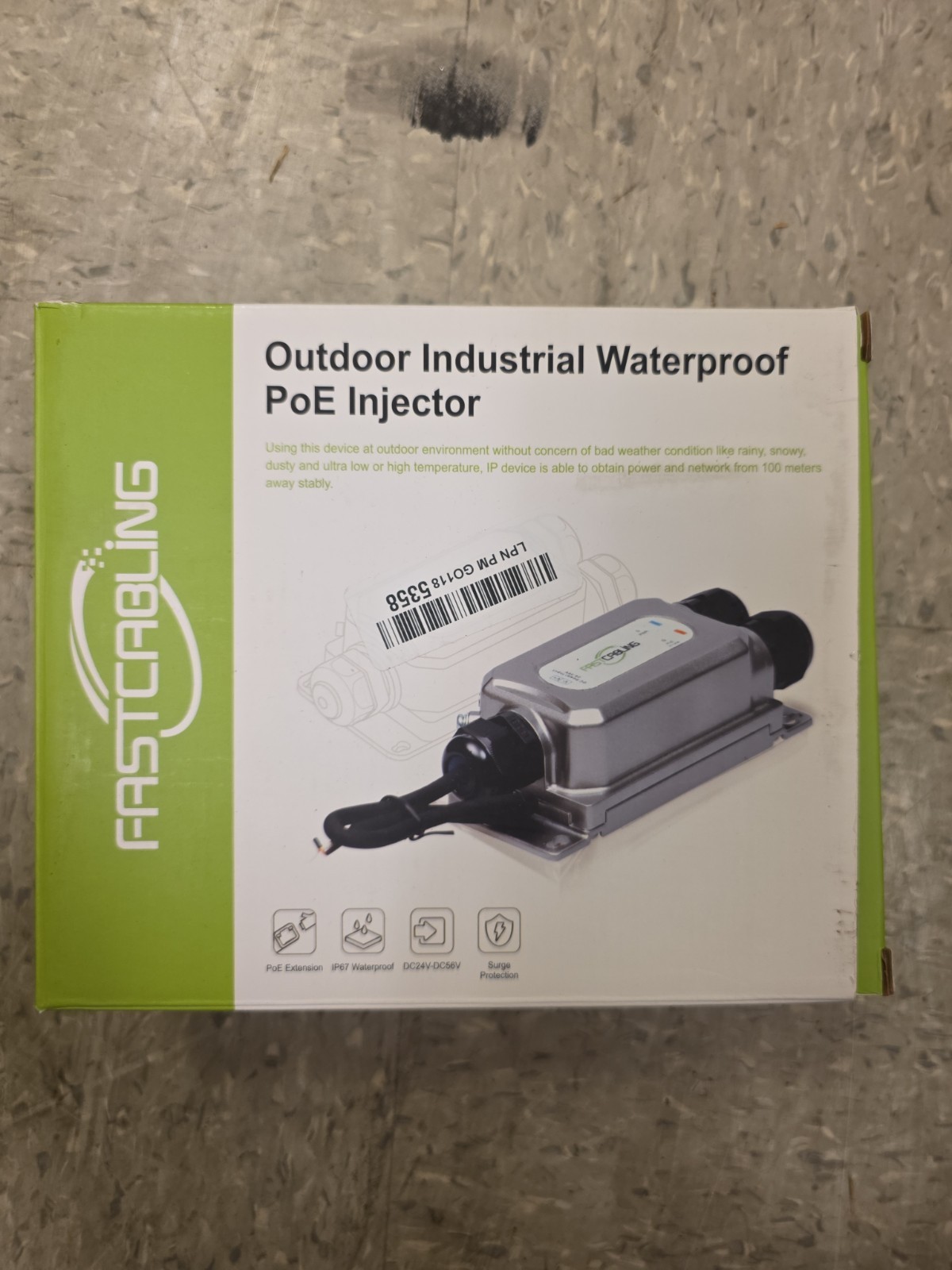 FASTCABLING Industrial Outdoor WATERPROOF PoE Injector