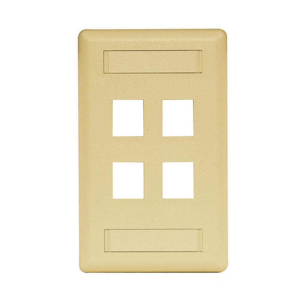 HUBBELL PREMISE WIRING IFP14EI Wall Plate,4 Port 6MH84