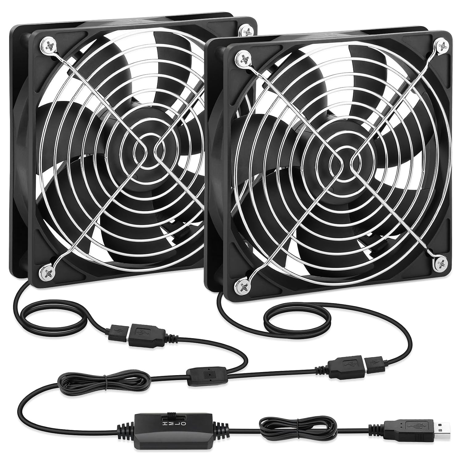 USB Cooling Fan 120Mm 5V Brushless with Speed Controller 2 Packs