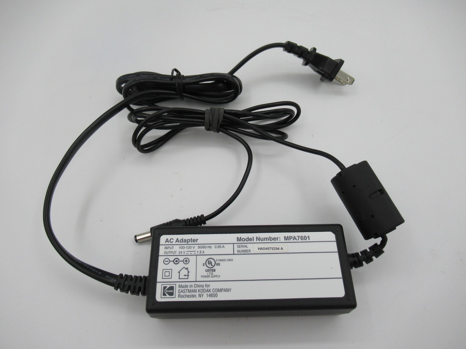Kodak Easyshare Photo Printer Dock Power Supply AC Adapter MPA7601 Tested "Look"
