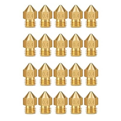 20PCS 3D Printer Brass Nozzles MK8 0.4MM, High Temperature Resistant, 20MK8