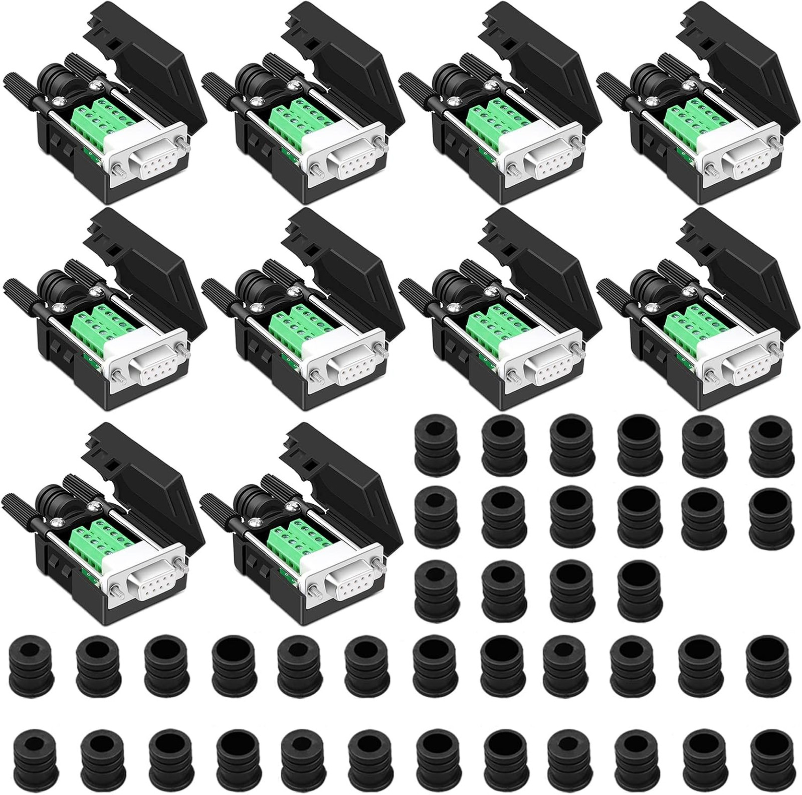 Serial Adapter 10PCS DB9 Solderless Female Breakout Connectors for RS232 Devices
