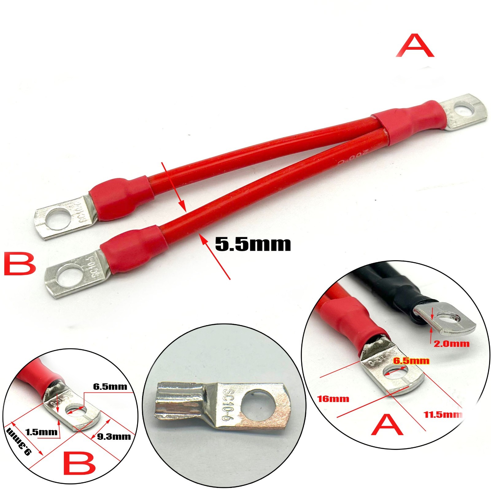 M6/M10 Tinned Copper Battery Cable 10AWG Y Power Wire Car,Marine,Inverter,RV