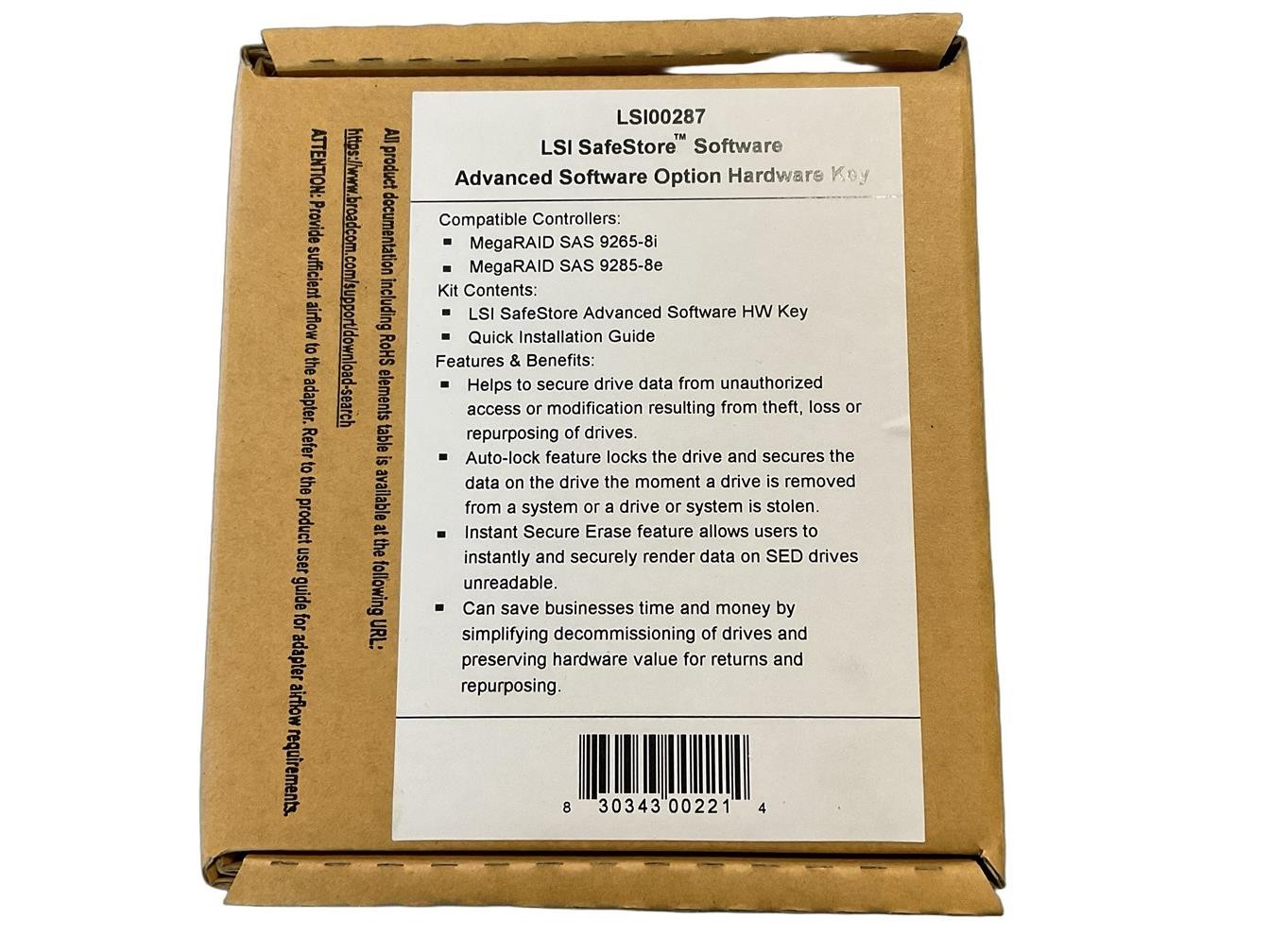 LSI00287 L3-25188-01A MegaRAID SafeStore Software Physical Key 9361 9380 9460