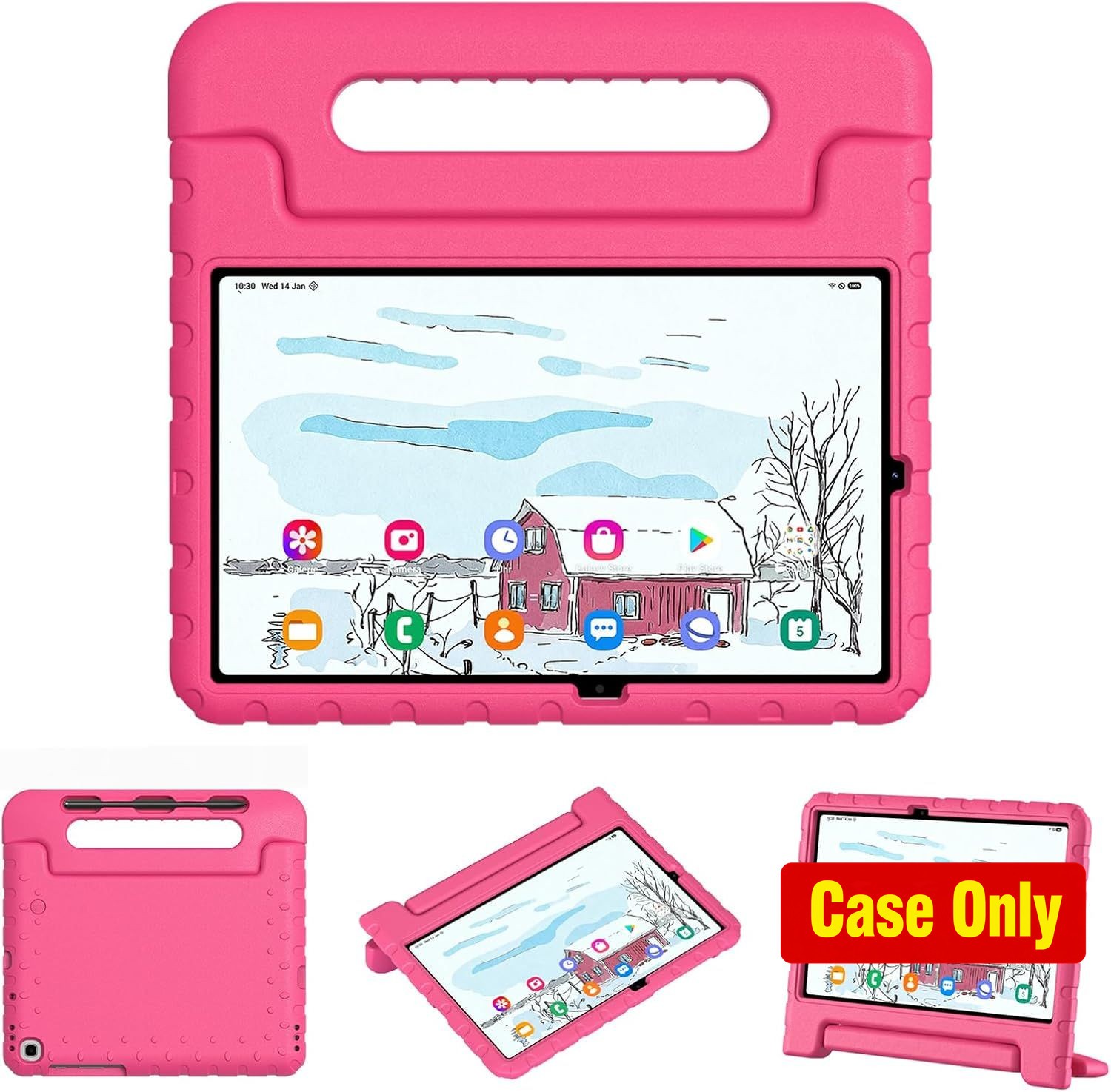 Kids Case for Galaxy Tab S6 Lite 10.4", Shockproof, Foldable Handle-Stand, Rose