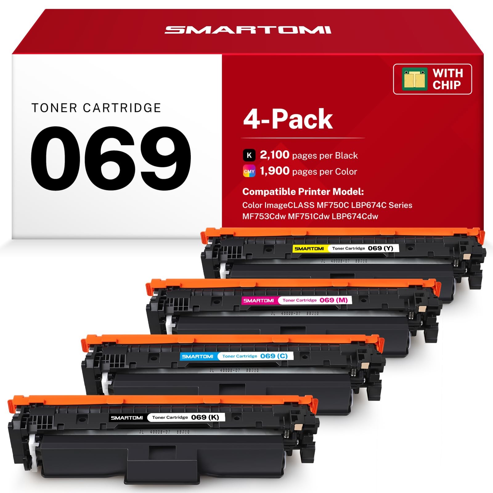 069 Toner Cartridges Set 4 Pack Replacements for Canon 069 MF751Cdw