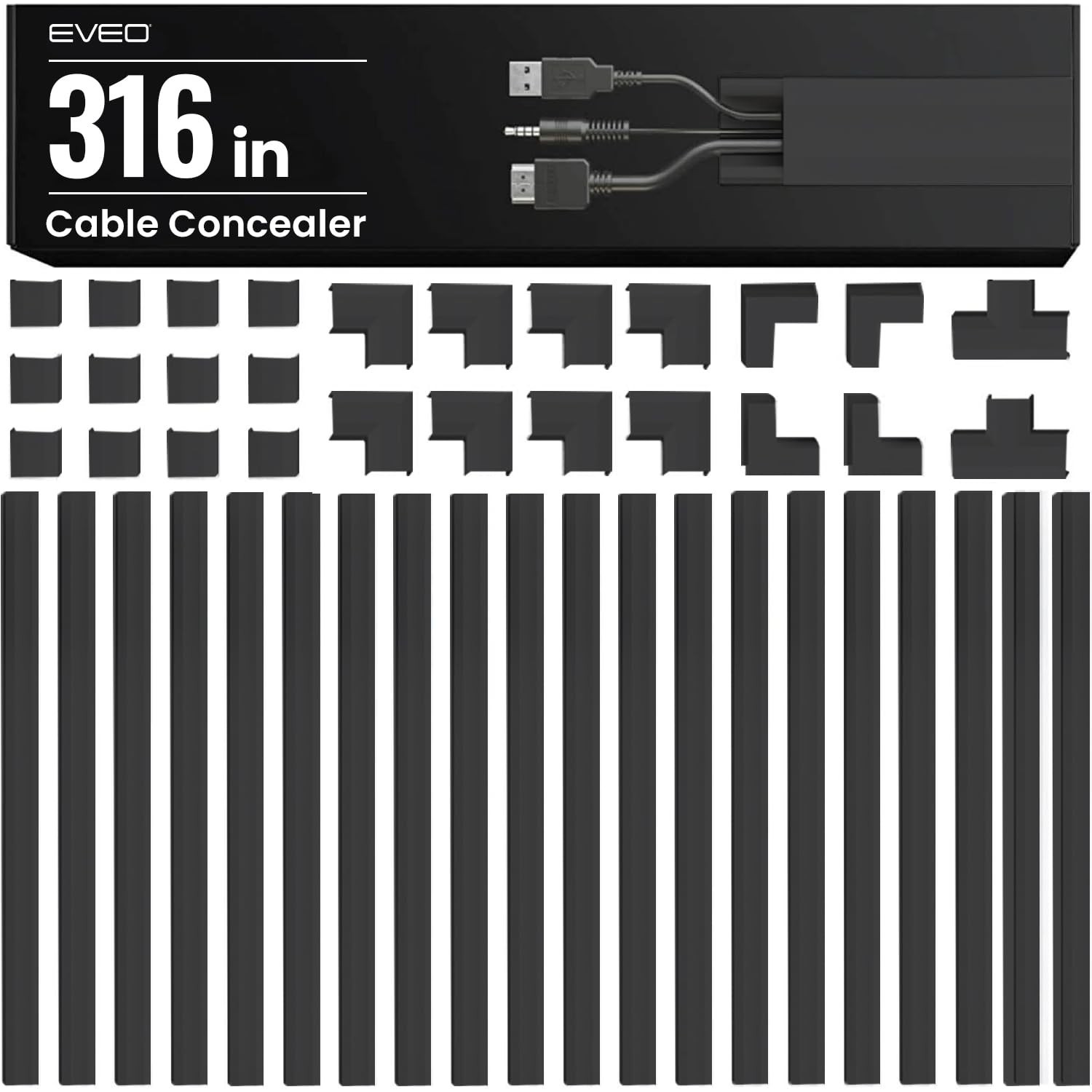 Cable Hider 306” - Wall Cord Cover Raceway, Wire Concealer for TV & Electronics