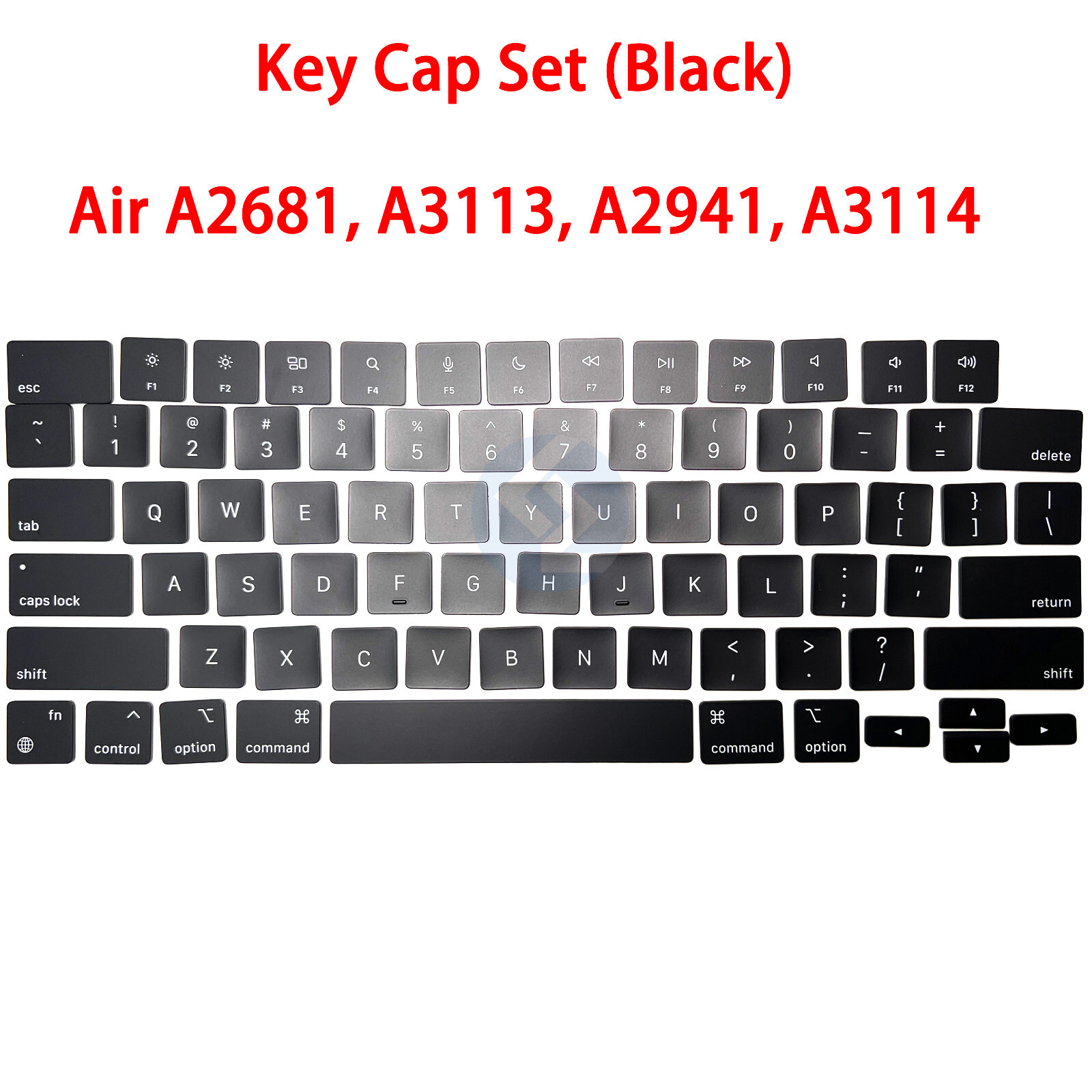 NEW One Set Replacement Black Keyboard Key Cap Macbook Air 13" A3113 A2681 M2 M3