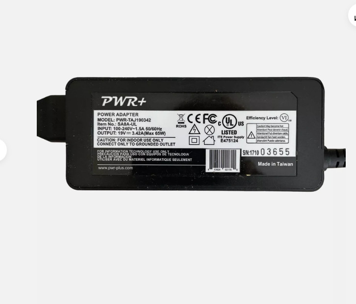 PWR+  Charger Power Adapter PWR-TAJ190342 19v Item No SA8A-UL