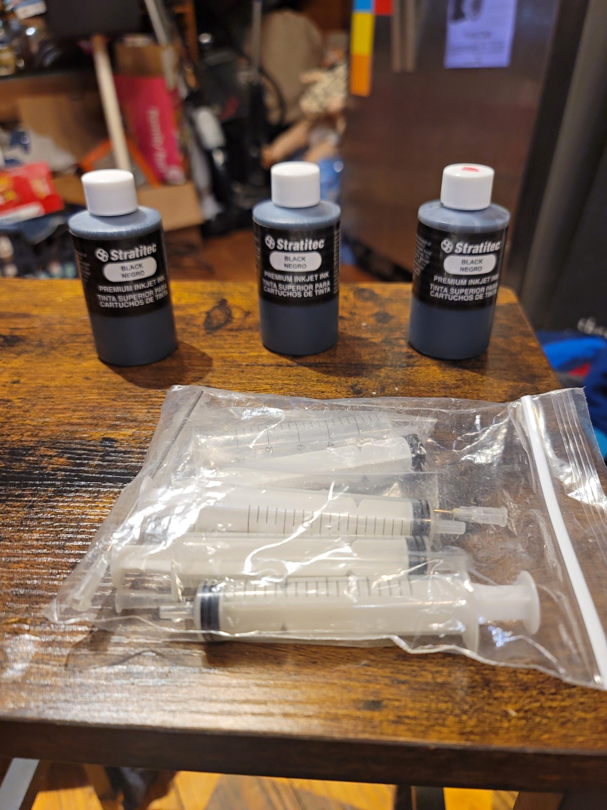 Stratitec Black Inkjet Refill Kit 3 Bottles w/ Syringes HP/Canon/Lexmark