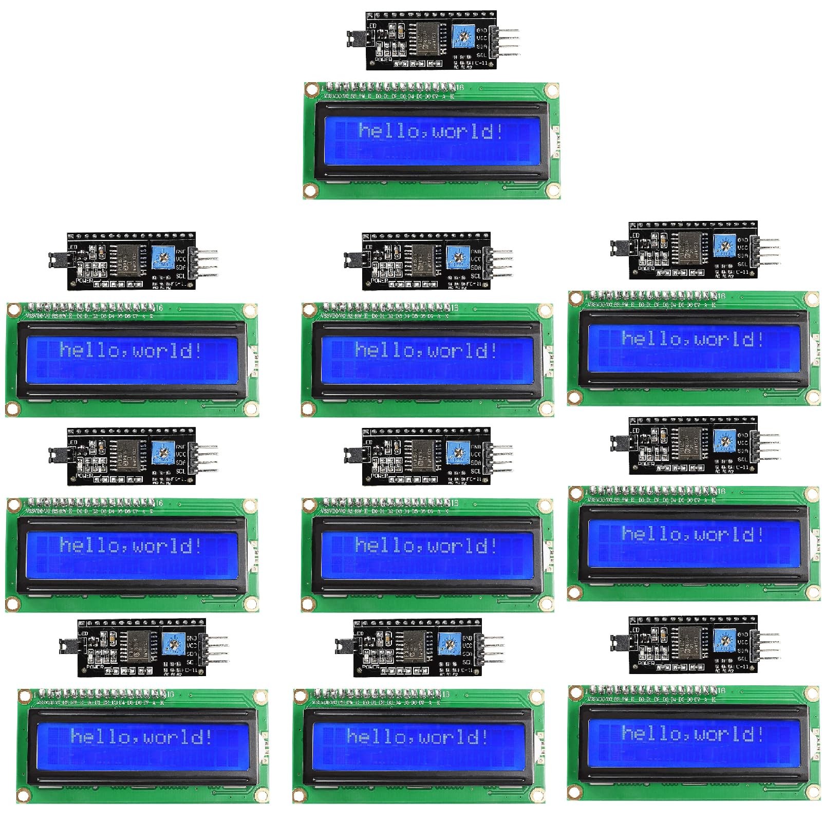 10 PCS I2C LCD1602 Display Module 16x2 Blue Backlight 5V Interface Screen Part