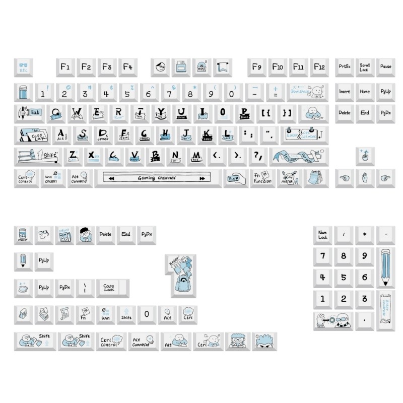 136Pcs PBT Sea Salt Course Keycap Dye Sublimation Key Cover for Mechanical