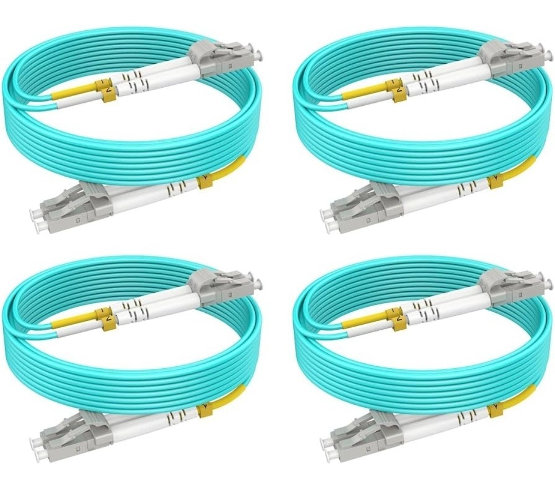 OM4 Multimode LC to LC Fiber Patch Cable MMF, 32ft/10m, 4Pack Cord Duple LSZH,