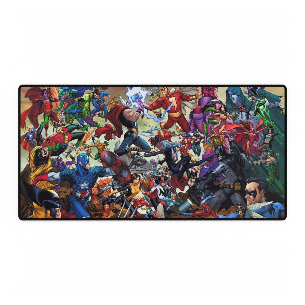 Marvel And DC Superheroes Epic Cross-Over Battle Ensemble Mouse Pad Desk Mats