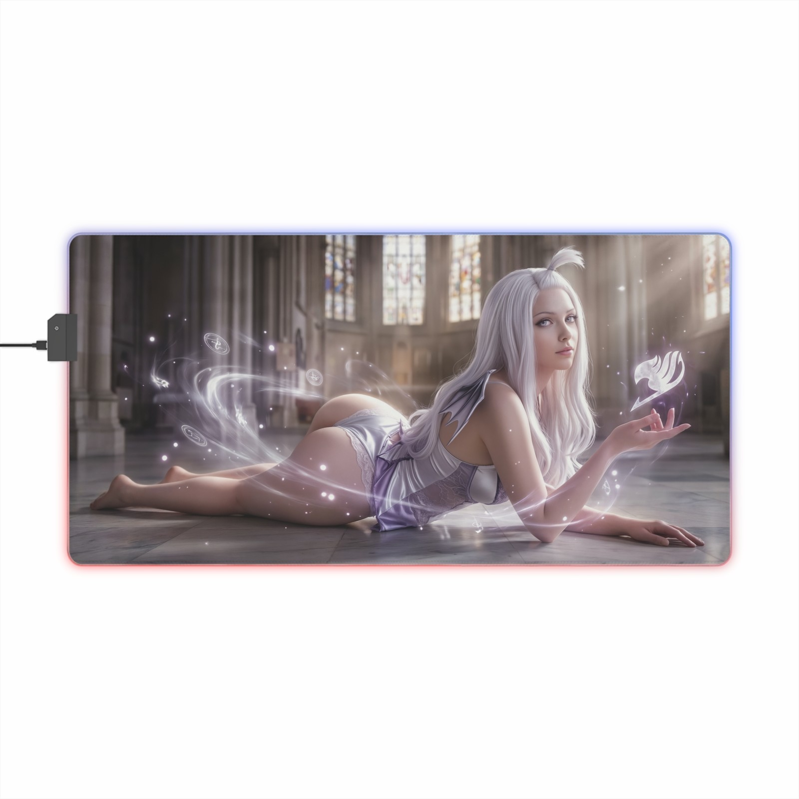 Mirajane Strauss Mouse Pad, Fairy Tail LED RGB Desk Mat, Gift for Gamer