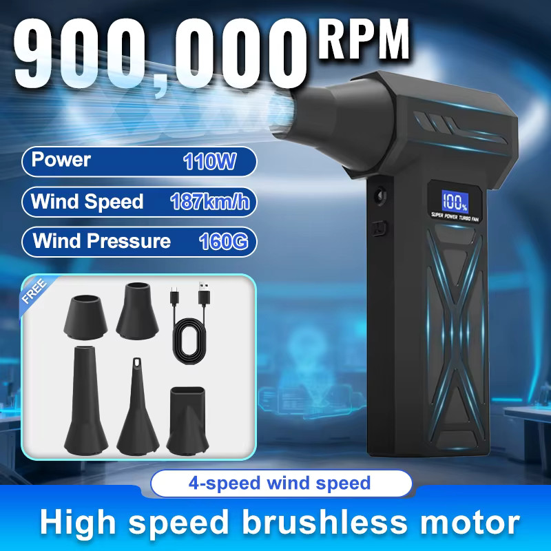 P70 Turbo Jet Air Blower 900000 RPM Cordless Duster 4-Speed LED Battery Display