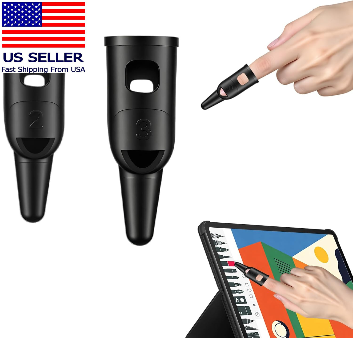 2PCS Finger Stylus,Silicone Finger Stylus Tip for Touchscreen Finger Tips