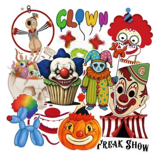 24 Pcs Halloween Carnival Cutouts Circus Party Decorations - Halloween Circus